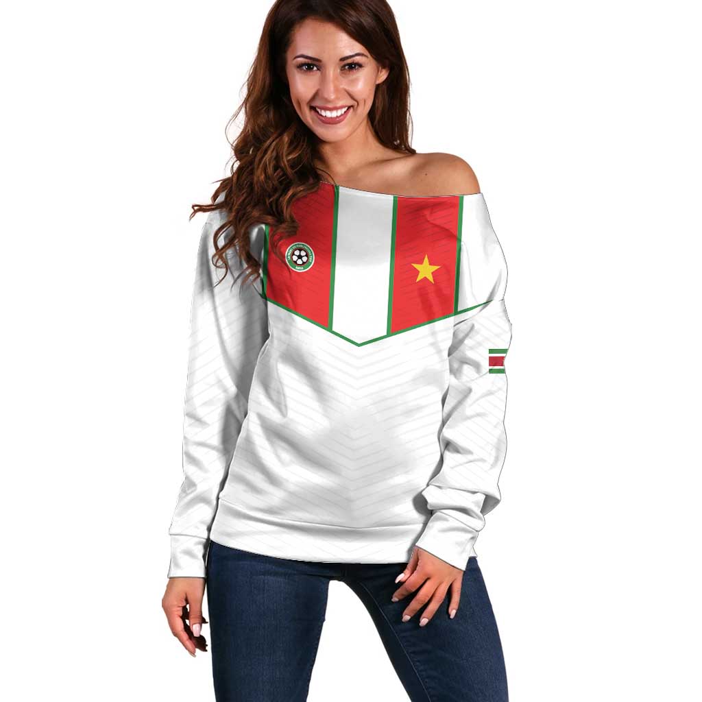 Custom Football 2026 Suriname White Off Shoulder Sweater Natio Together We Rise