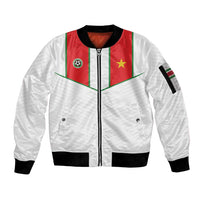 Custom Football 2026 Suriname White Sleeve Zip Bomber Jacket Natio Together We Rise