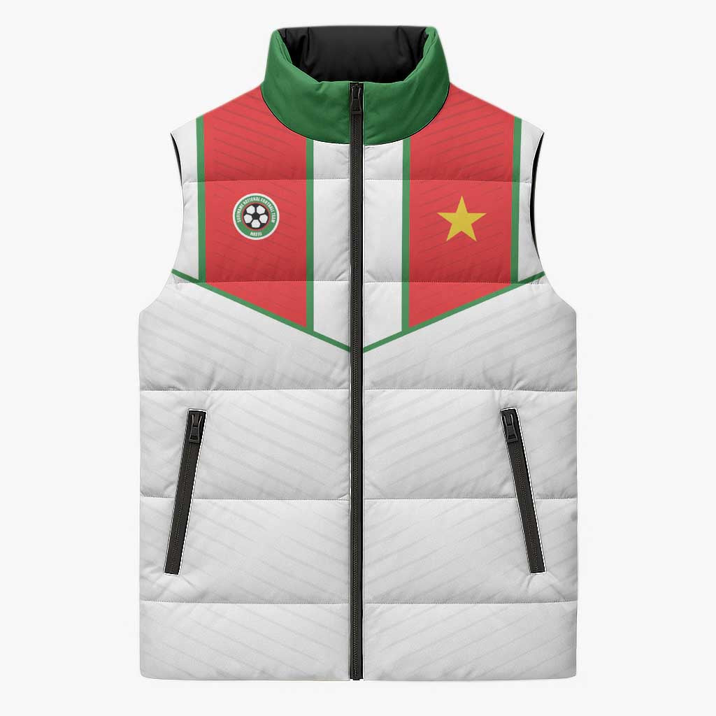 Custom Football 2026 Suriname White Sleeveless Puffer Jacket Natio Together We Rise