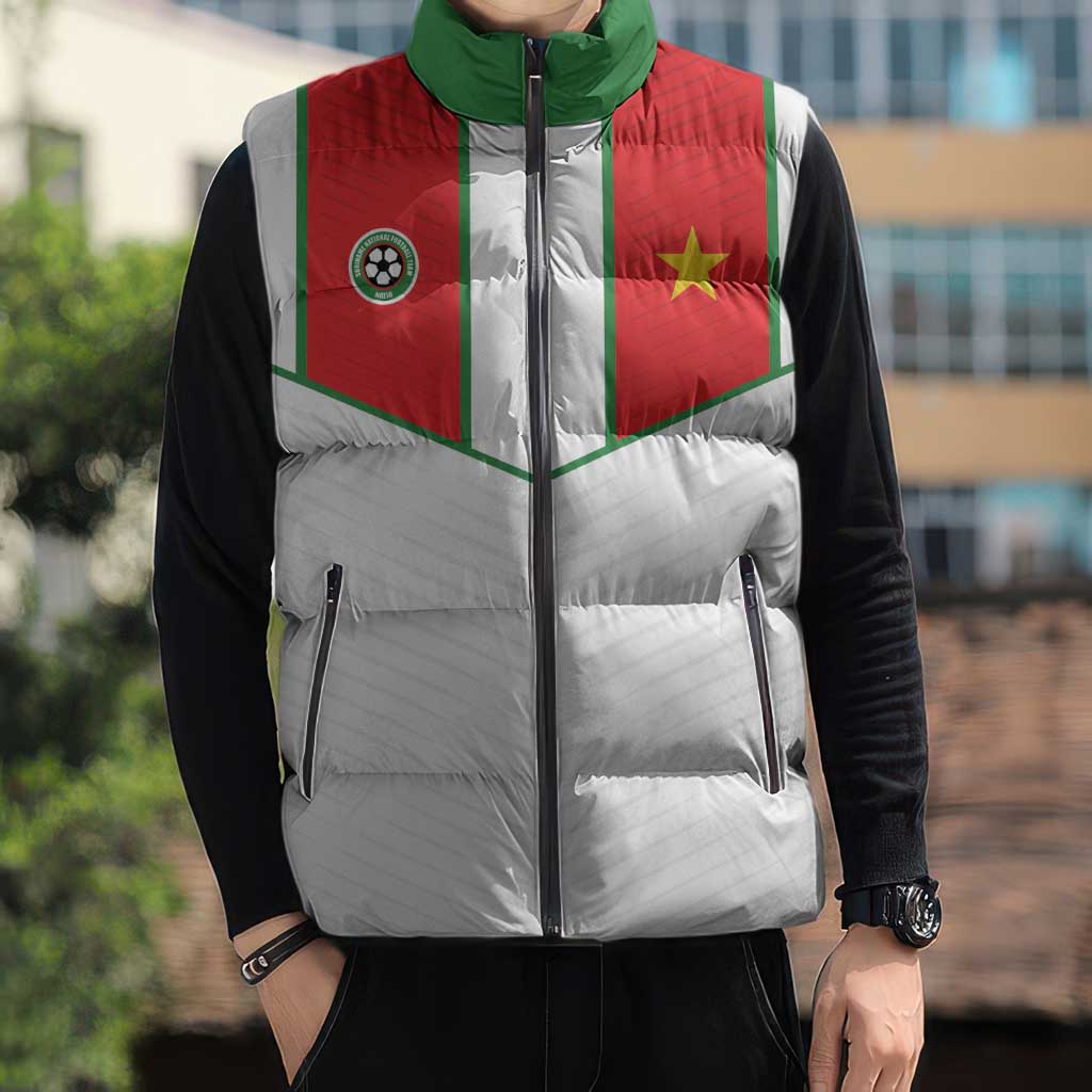 Custom Football 2026 Suriname White Sleeveless Puffer Jacket Natio Together We Rise