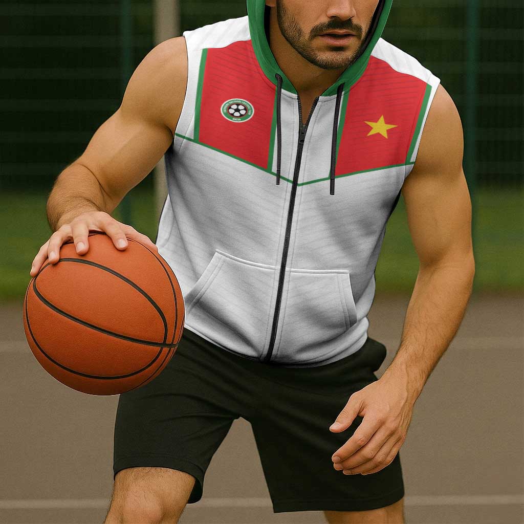 Custom Football 2026 Suriname White Sleeveless Zip Hoodie Natio Together We Rise