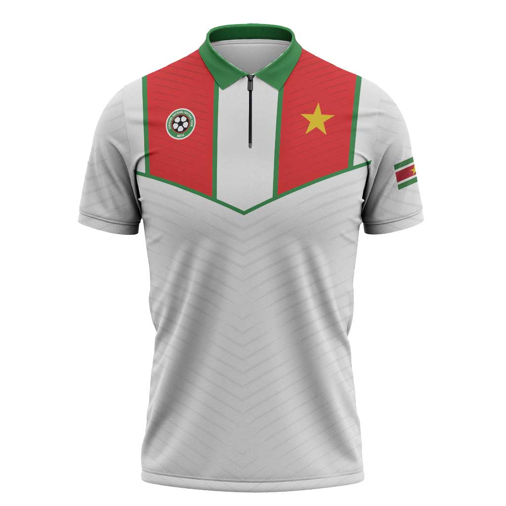 Custom Football 2026 Suriname White Zipper Polo Shirt Natio Together We Rise