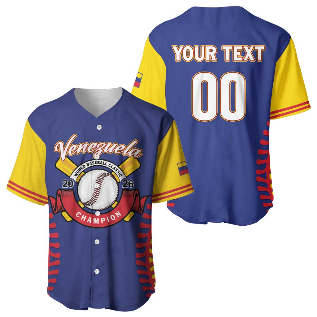 Custom Baseball 2026 Venezuela World Champion Baseball Jersey Arepa Power Make History