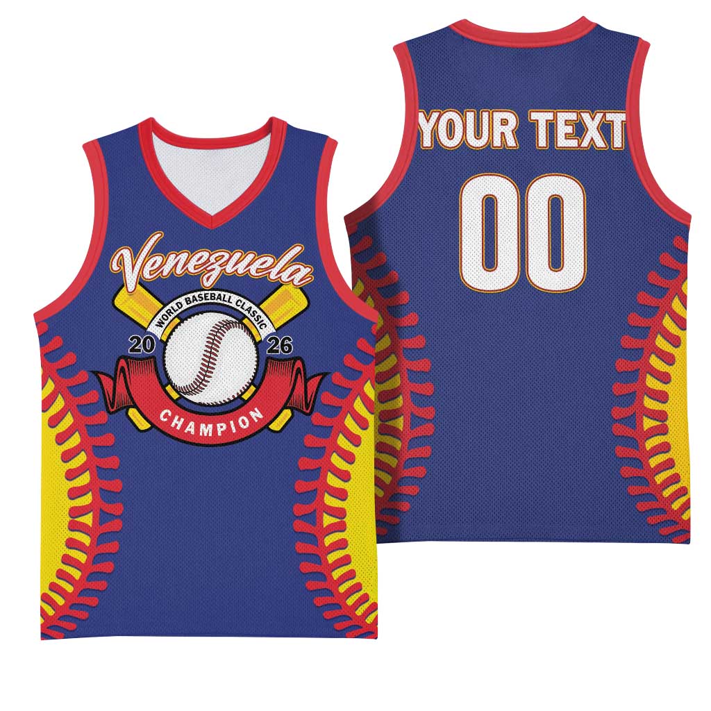 Custom Baseball 2026 Venezuela World Champion Basketball Jersey Arepa Power Make History