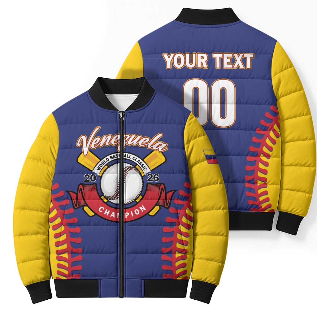 Custom Baseball 2026 Venezuela World Champion Bomber Puffer Jacket Arepa Power Make History