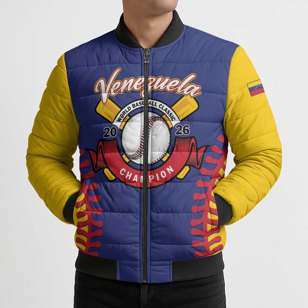 Custom Baseball 2026 Venezuela World Champion Bomber Puffer Jacket Arepa Power Make History