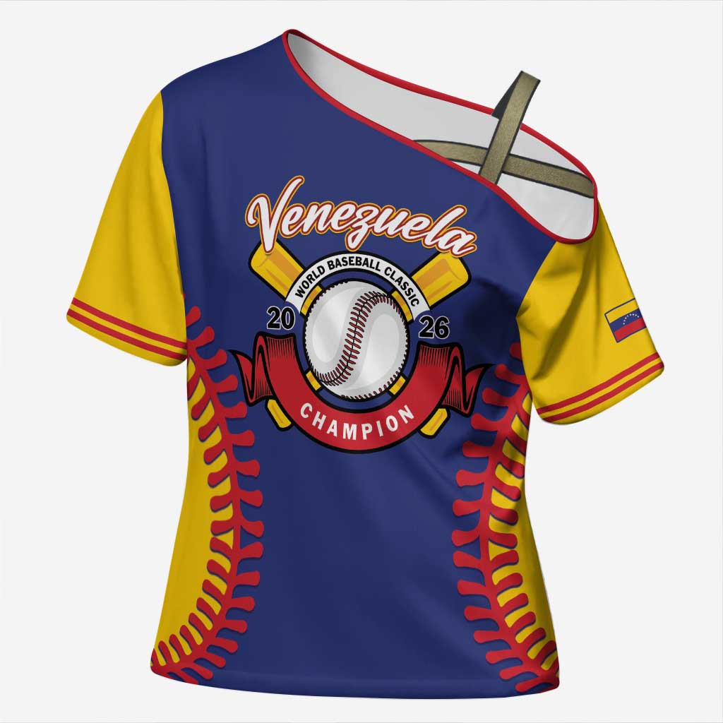 Custom Baseball 2026 Venezuela World Champion Cross Shoulder Shirt Arepa Power Make History