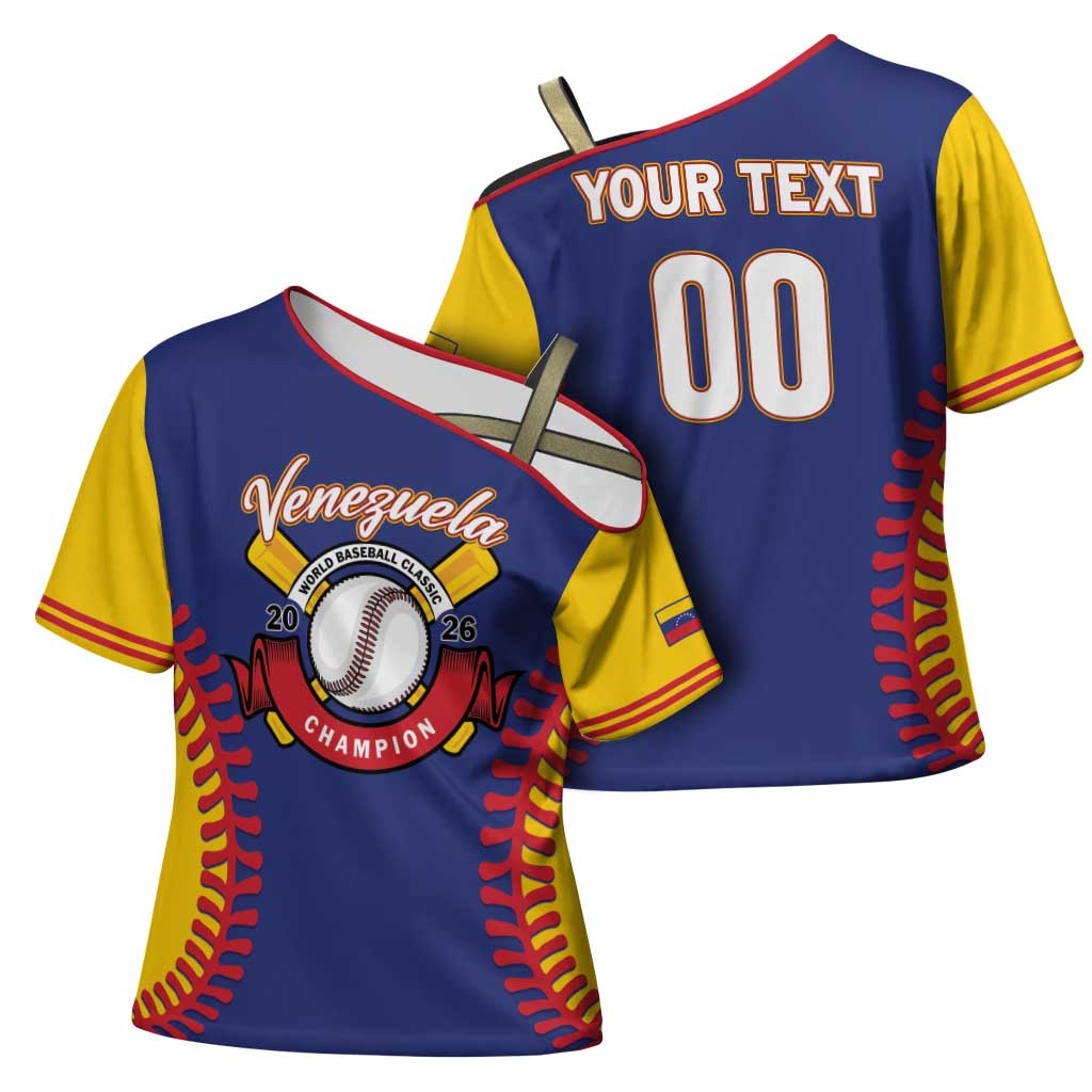 Custom Baseball 2026 Venezuela World Champion Cross Shoulder Shirt Arepa Power Make History