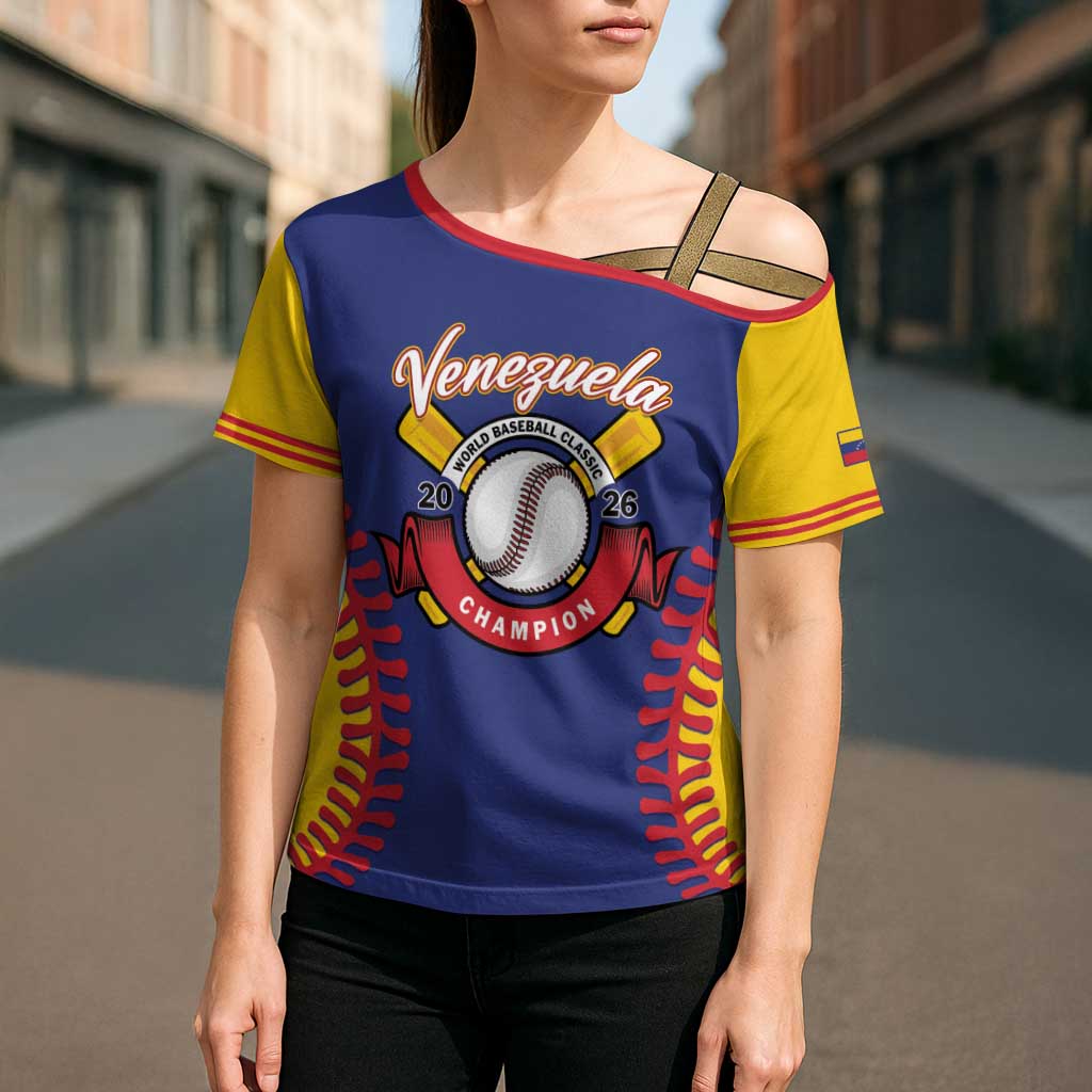 Custom Baseball 2026 Venezuela World Champion Cross Shoulder Shirt Arepa Power Make History