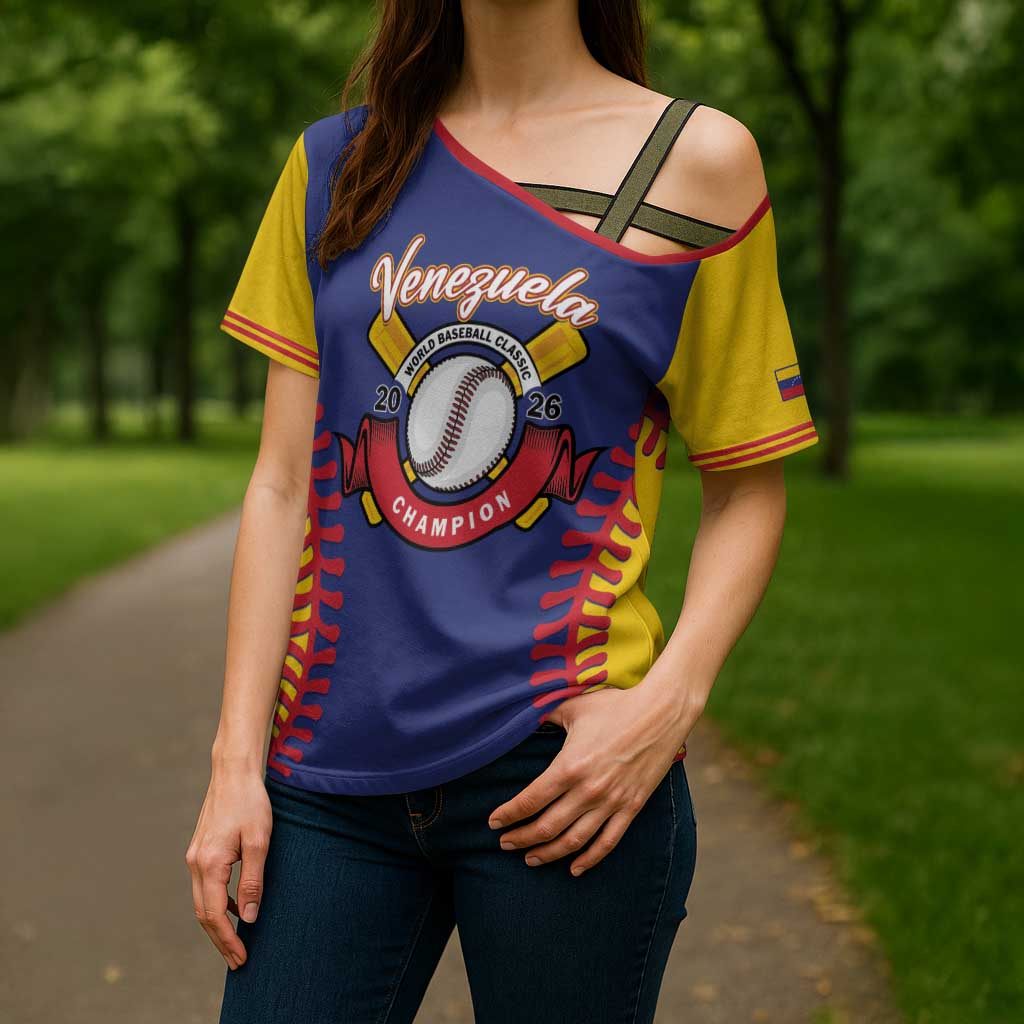 Custom Baseball 2026 Venezuela World Champion Cross Shoulder Shirt Arepa Power Make History