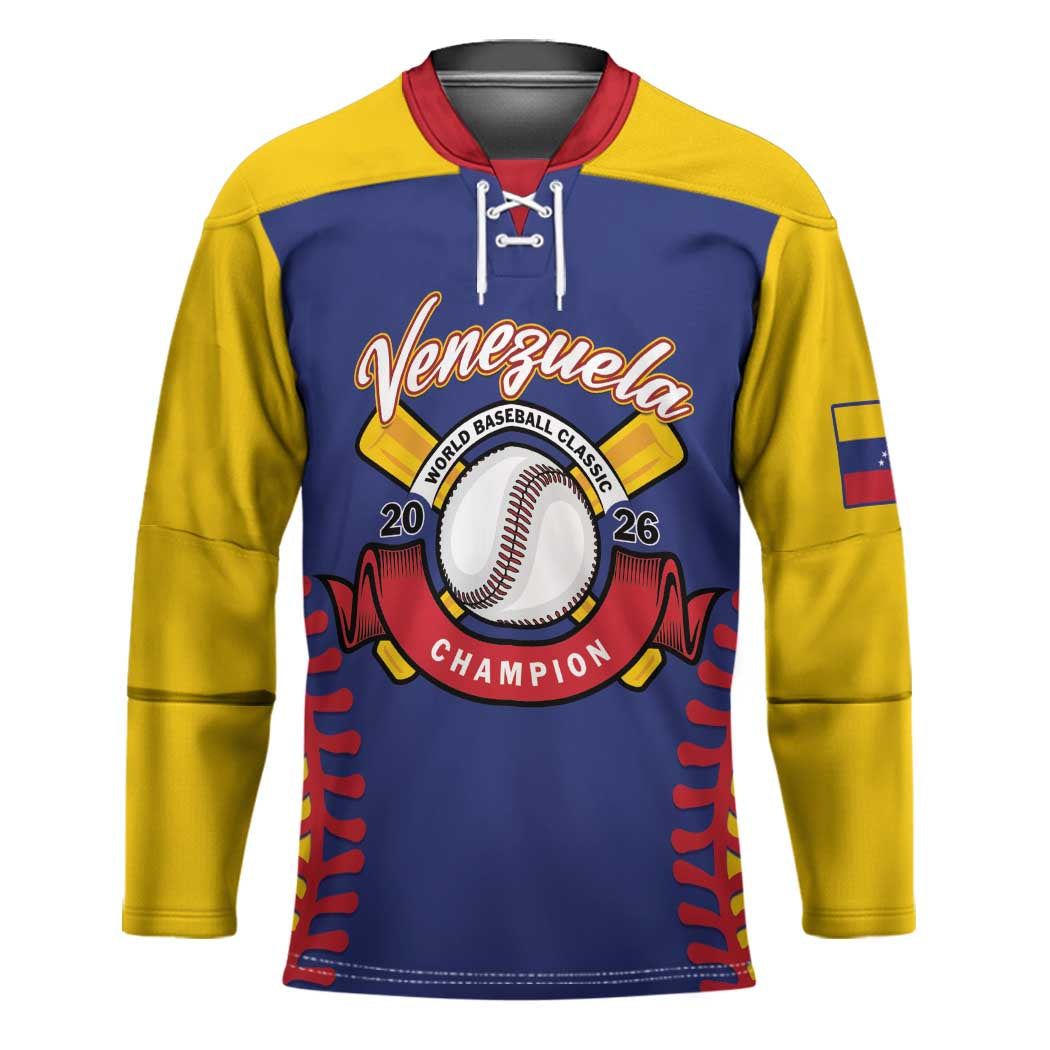 Custom Baseball 2026 Venezuela World Champion Hockey Jersey Arepa Power Make History