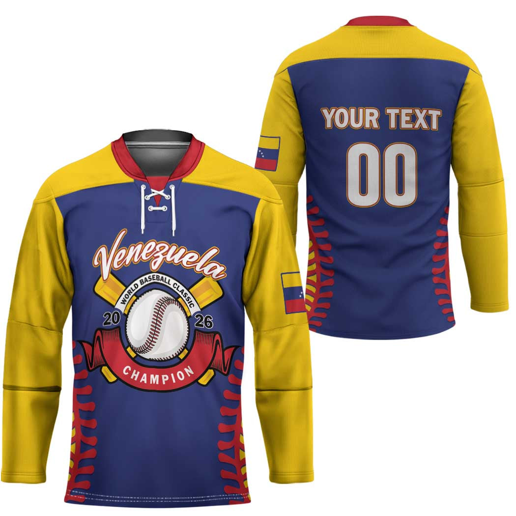 Custom Baseball 2026 Venezuela World Champion Hockey Jersey Arepa Power Make History