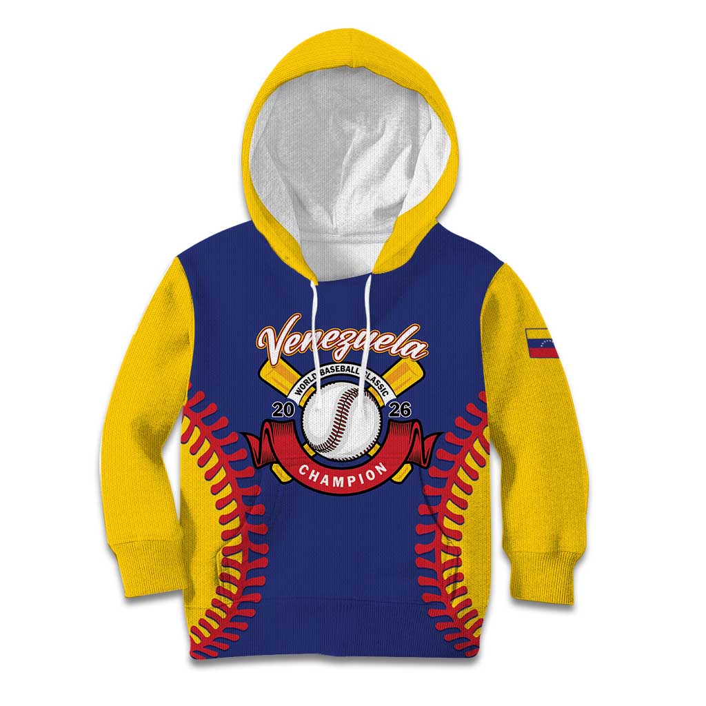 Custom Baseball 2026 Venezuela World Champion Kid Hoodie Arepa Power Make History