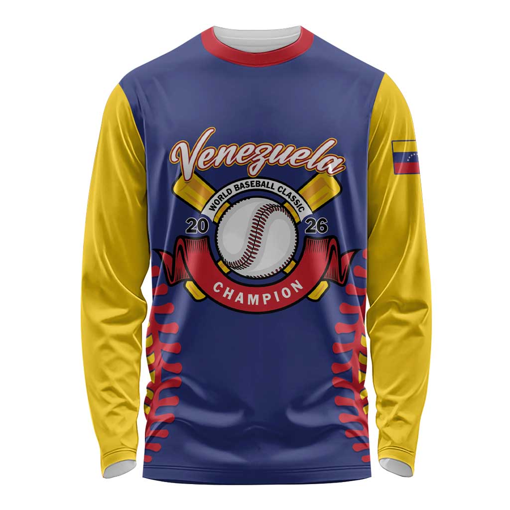 Custom Baseball 2026 Venezuela World Champion Long Sleeve Shirt Arepa Power Make History