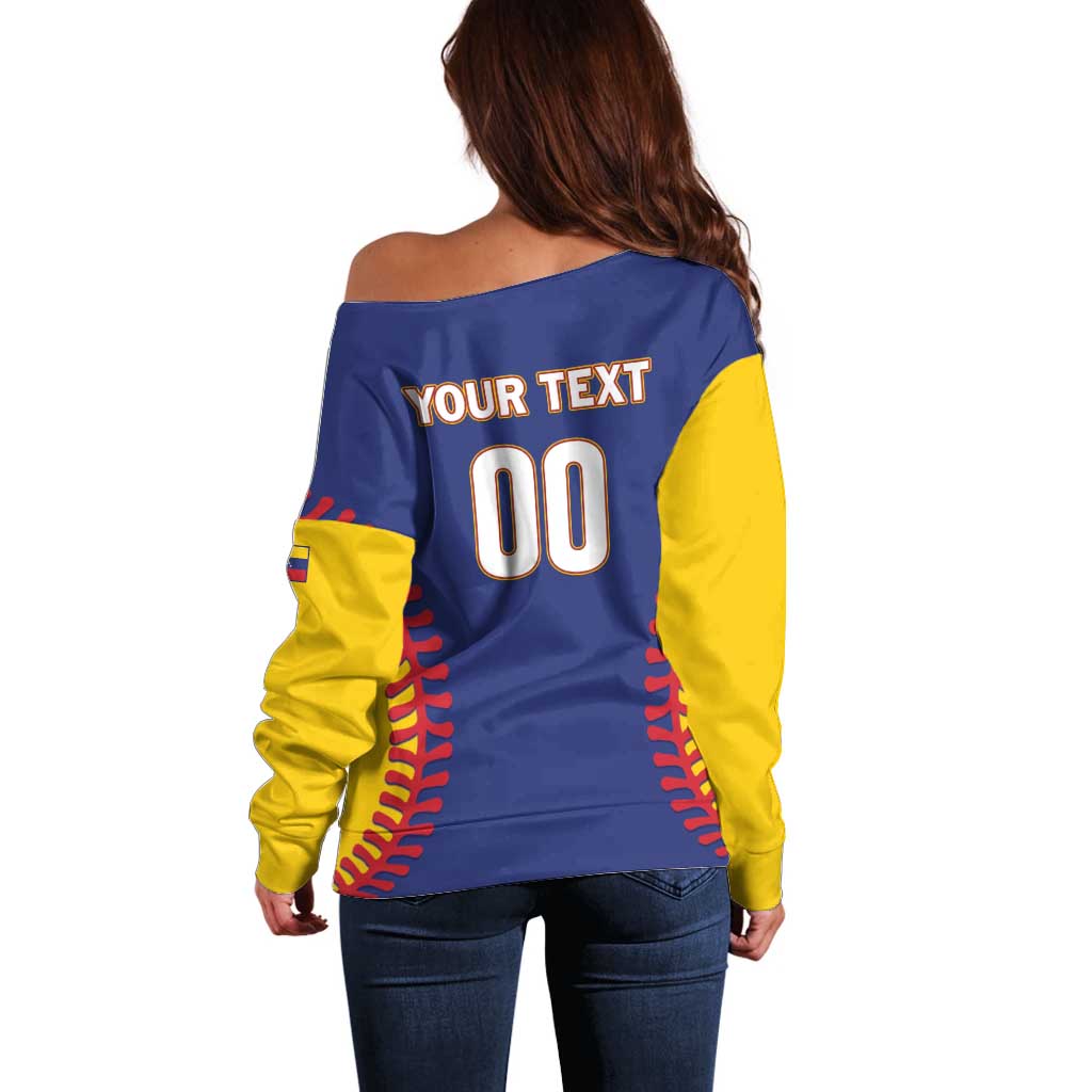 Custom Baseball 2026 Venezuela World Champion Off Shoulder Sweater Arepa Power Make History
