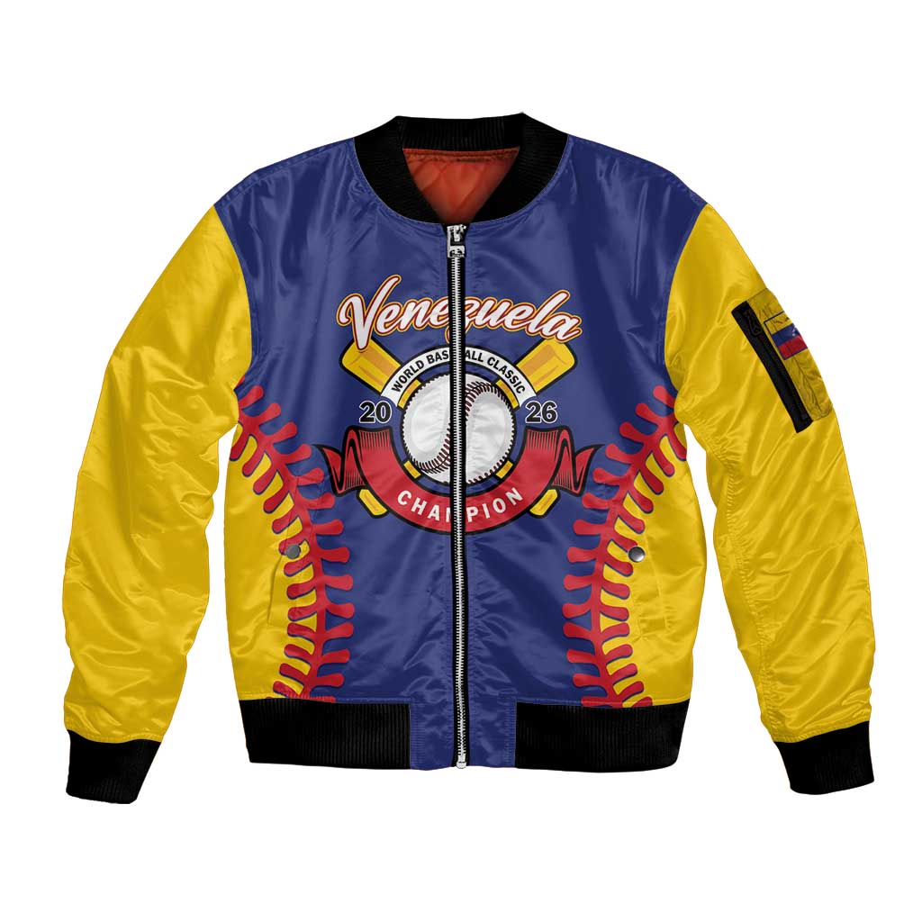 Custom Baseball 2026 Venezuela World Champion Sleeve Zip Bomber Jacket Arepa Power Make History