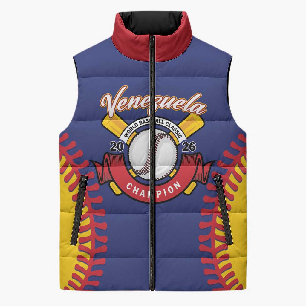 Custom Baseball 2026 Venezuela World Champion Sleeveless Puffer Jacket Arepa Power Make History