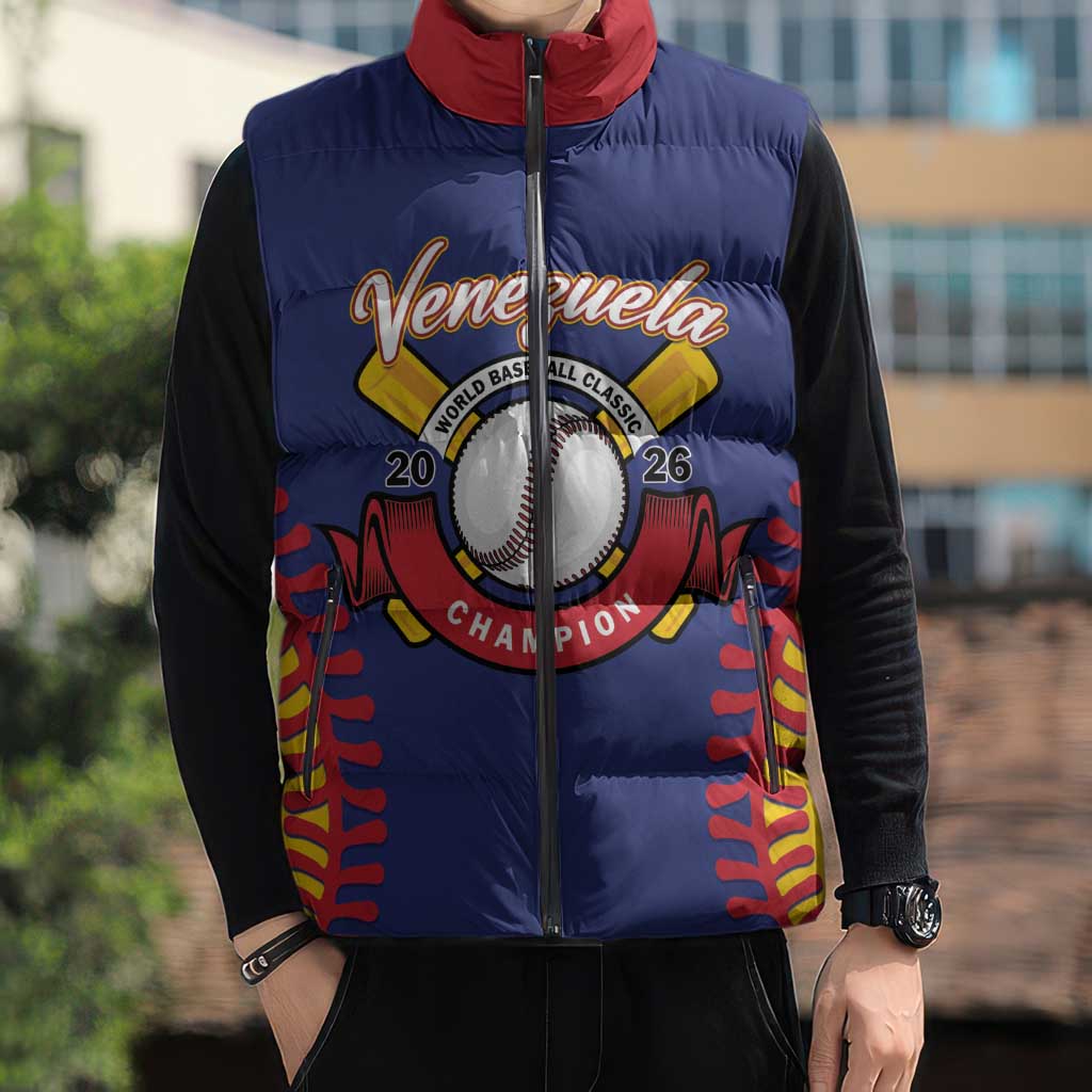 Custom Baseball 2026 Venezuela World Champion Sleeveless Puffer Jacket Arepa Power Make History