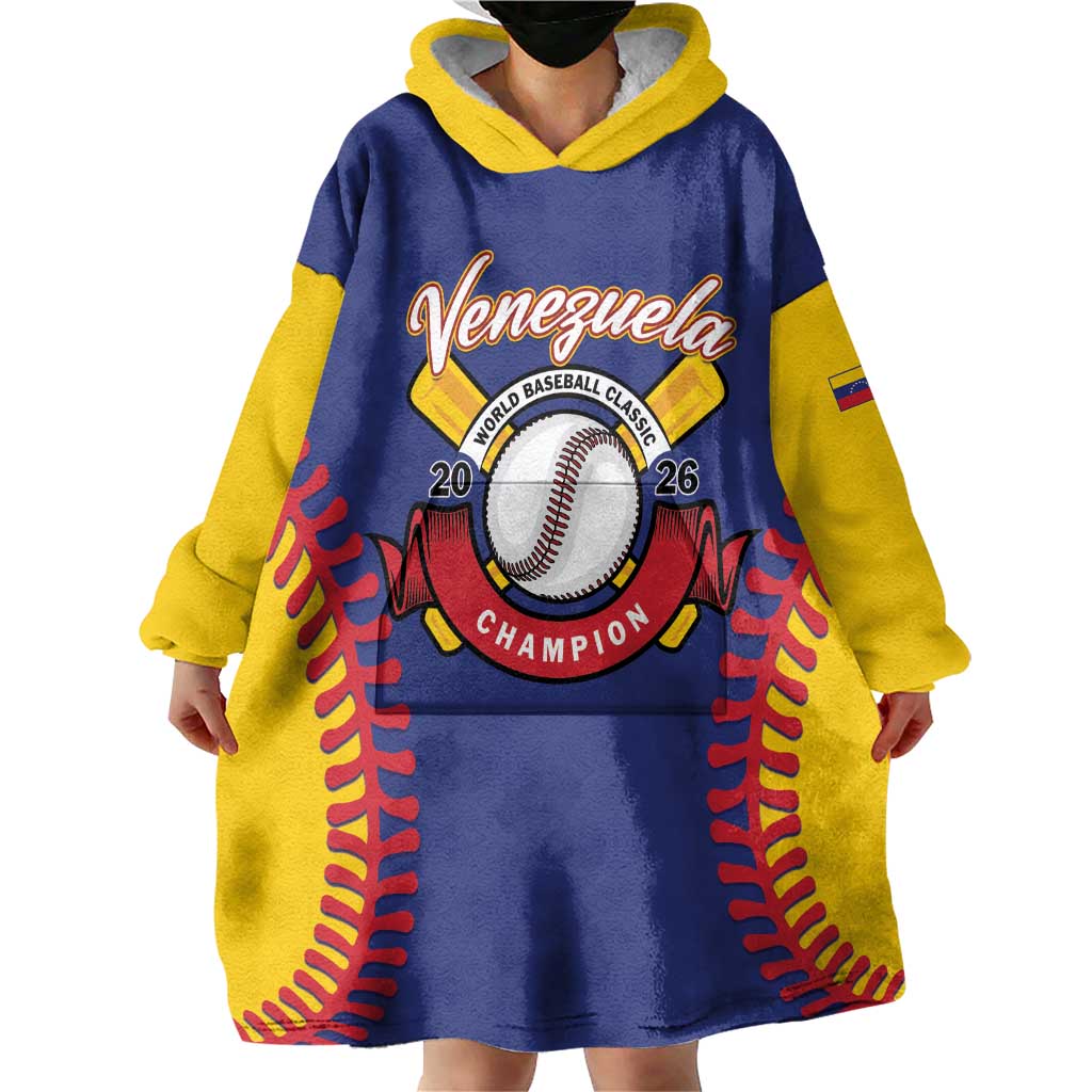 Custom Baseball 2026 Venezuela World Champion Wearable Blanket Hoodie Arepa Power Make History