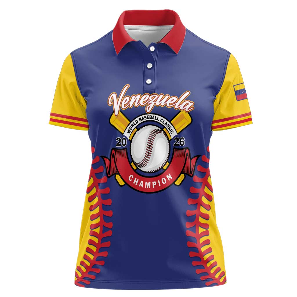 Custom Baseball 2026 Venezuela World Champion Women Polo Shirt Arepa Power Make History