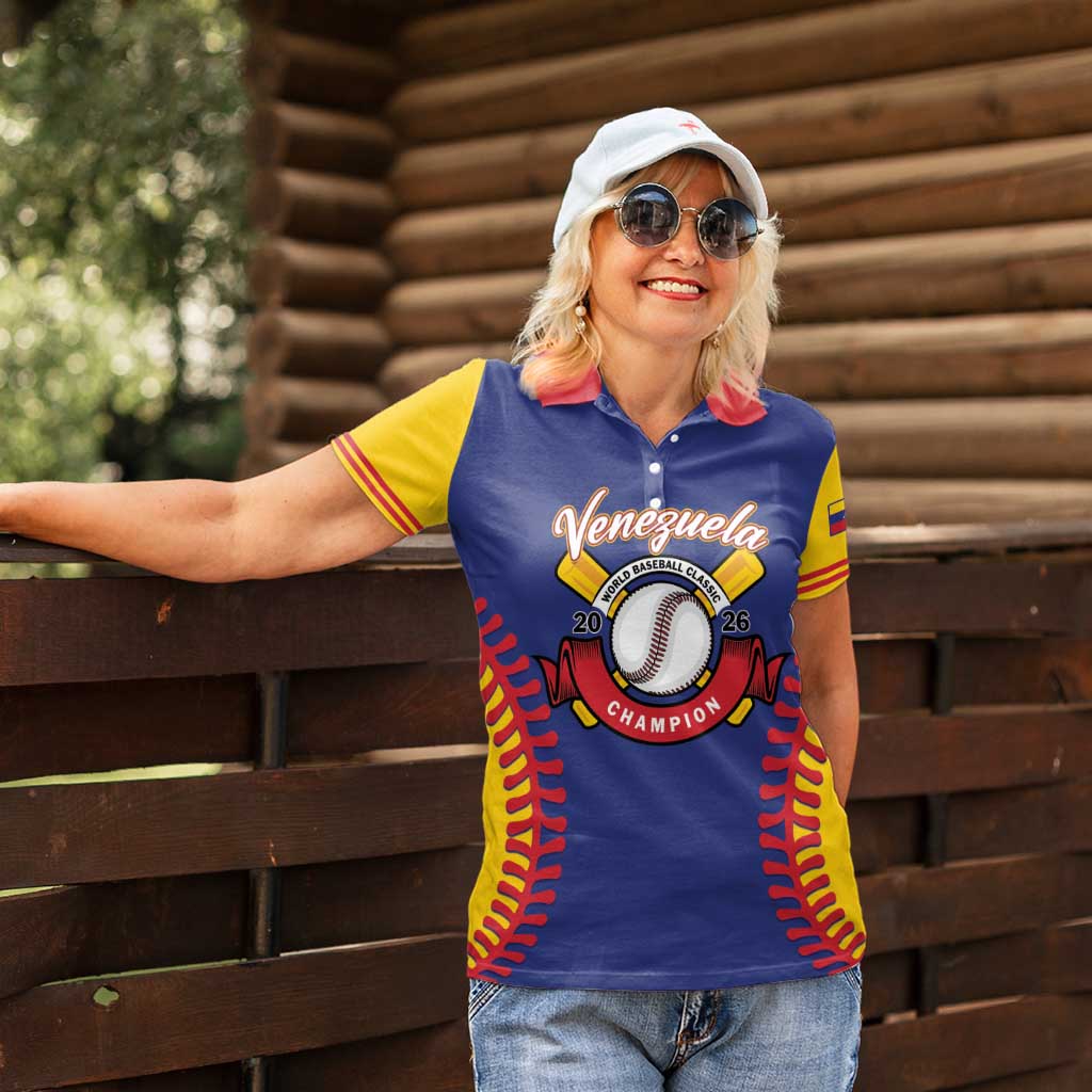 Custom Baseball 2026 Venezuela World Champion Women Polo Shirt Arepa Power Make History