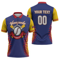 Custom Baseball 2026 Venezuela World Champion Zipper Polo Shirt Arepa Power Make History