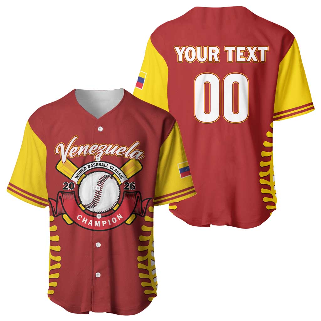 Custom Baseball 2026 Venezuela World Champion Baseball Jersey Chamo Arepa Power