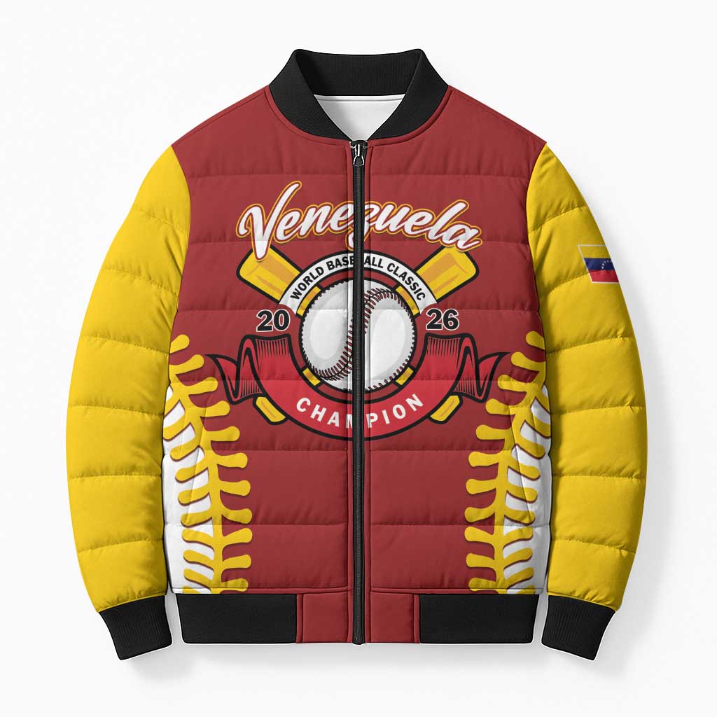 Custom Baseball 2026 Venezuela World Champion Bomber Puffer Jacket Chamo Arepa Power