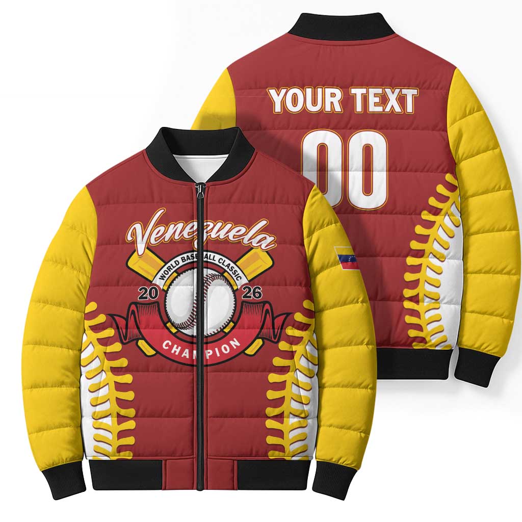 Custom Baseball 2026 Venezuela World Champion Bomber Puffer Jacket Chamo Arepa Power