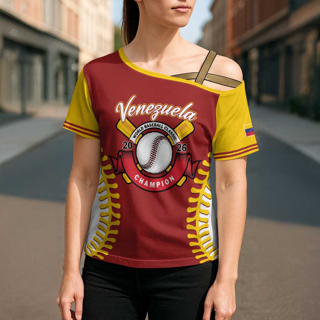 Custom Baseball 2026 Venezuela World Champion Cross Shoulder Shirt Chamo Arepa Power