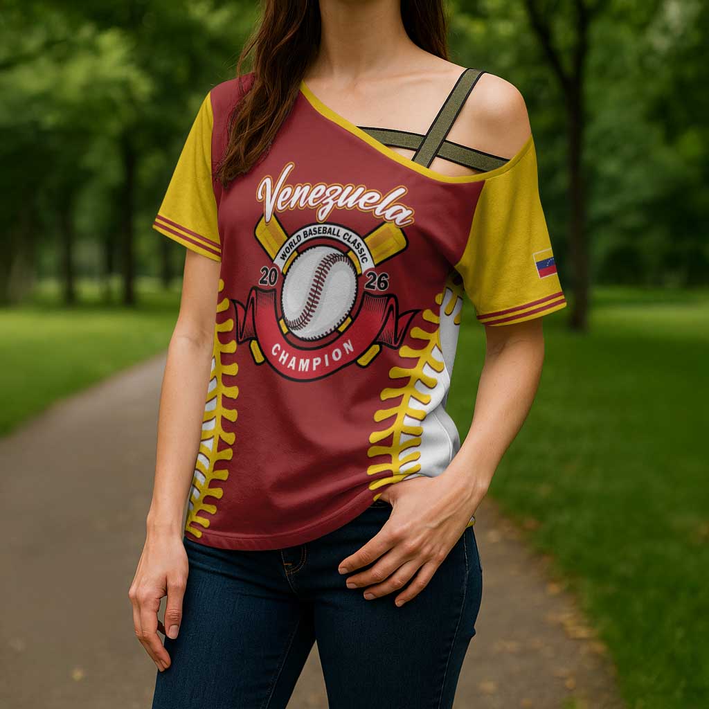 Custom Baseball 2026 Venezuela World Champion Cross Shoulder Shirt Chamo Arepa Power
