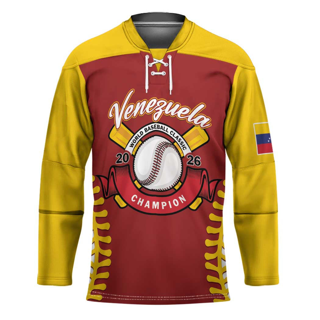 Custom Baseball 2026 Venezuela World Champion Hockey Jersey Chamo Arepa Power