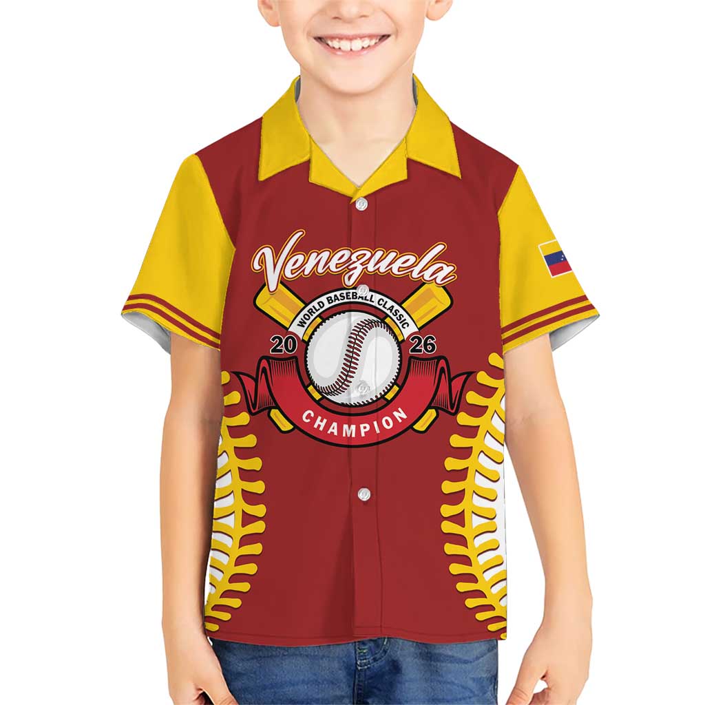 Custom Baseball 2026 Venezuela World Champion Kid Hawaiian Shirt Chamo Arepa Power