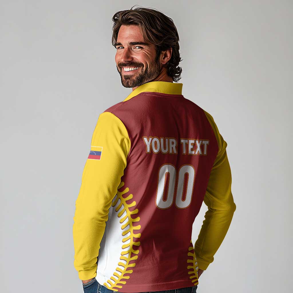 Custom Baseball 2026 Venezuela World Champion Long Sleeve Polo Shirt Chamo Arepa Power
