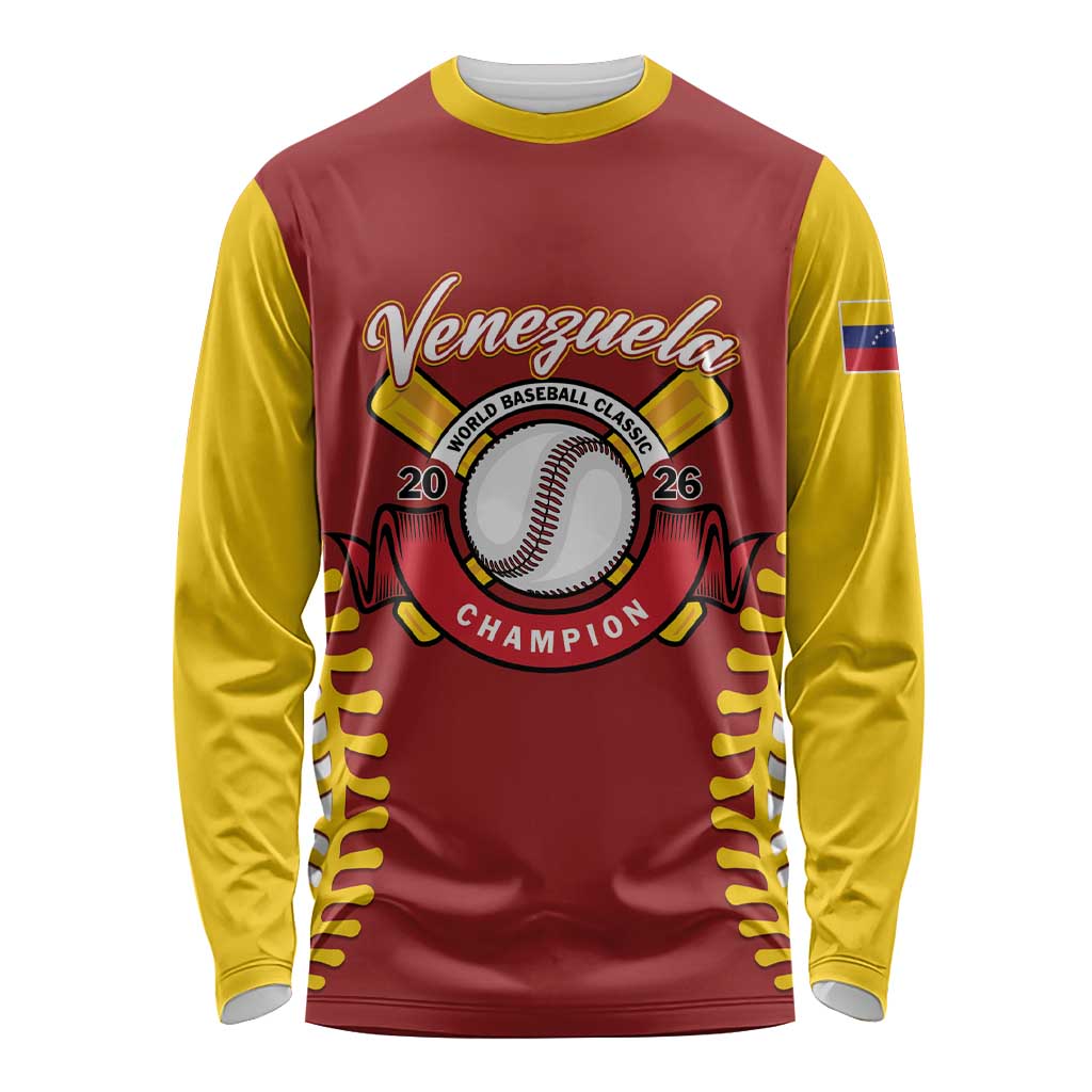 Custom Baseball 2026 Venezuela World Champion Long Sleeve Shirt Chamo Arepa Power