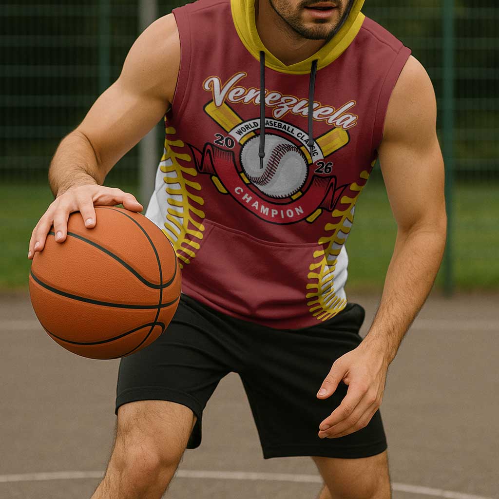 Custom Baseball 2026 Venezuela World Champion Sleeveless Hoodie Chamo Arepa Power