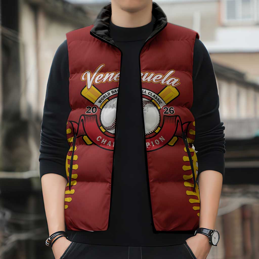 Custom Baseball 2026 Venezuela World Champion Sleeveless Puffer Jacket Chamo Arepa Power