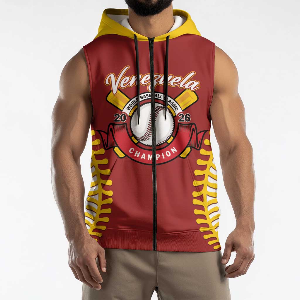 Custom Baseball 2026 Venezuela World Champion Sleeveless Zip Hoodie Chamo Arepa Power