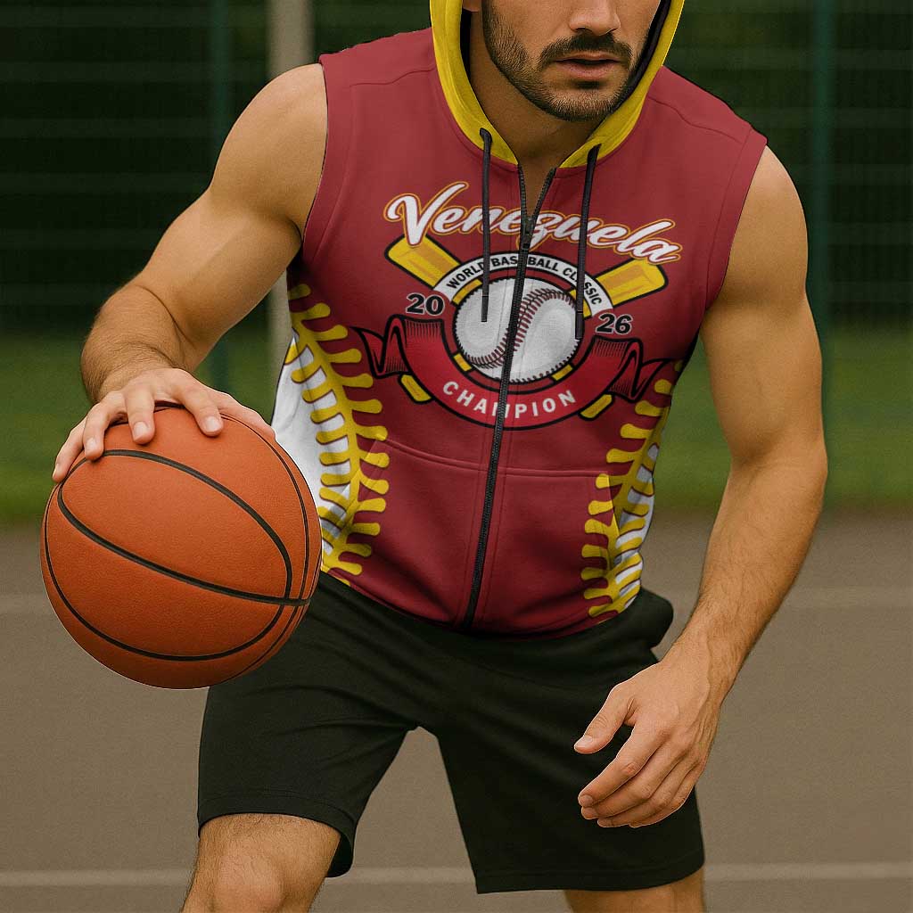Custom Baseball 2026 Venezuela World Champion Sleeveless Zip Hoodie Chamo Arepa Power