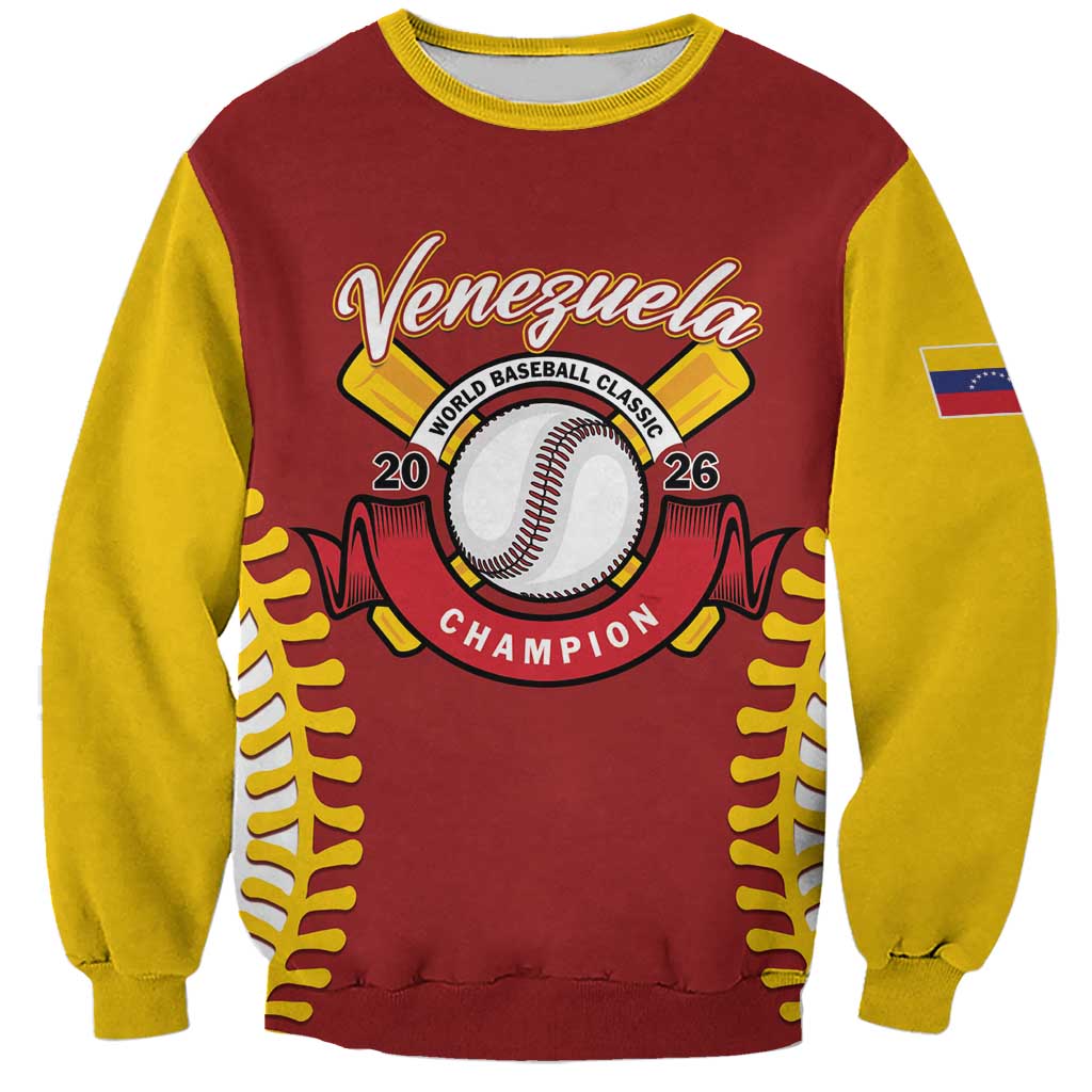 Custom Baseball 2026 Venezuela World Champion Sweatshirt Chamo Arepa Power