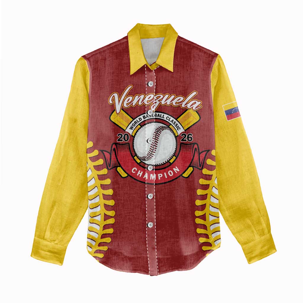 Custom Baseball 2026 Venezuela World Champion Women Casual Shirt Chamo Arepa Power