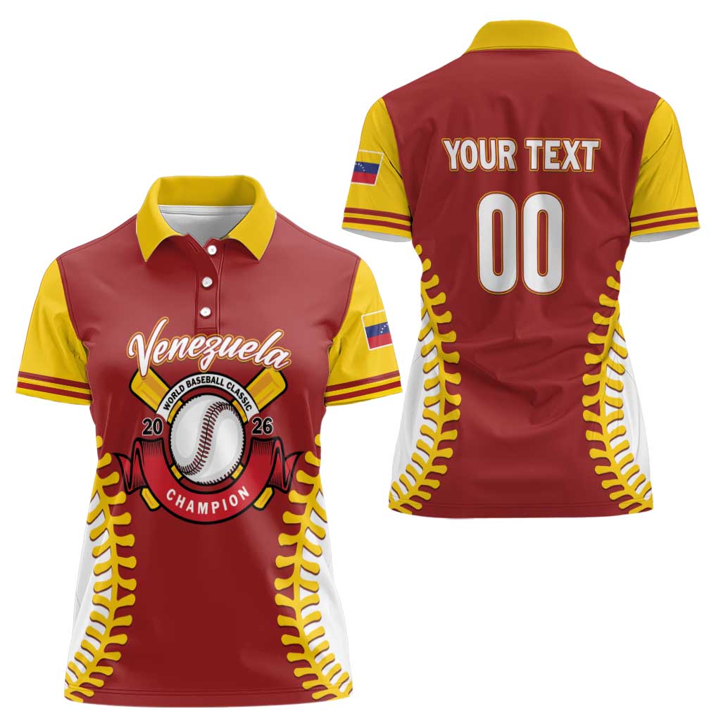 Custom Baseball 2026 Venezuela World Champion Women Polo Shirt Chamo Arepa Power