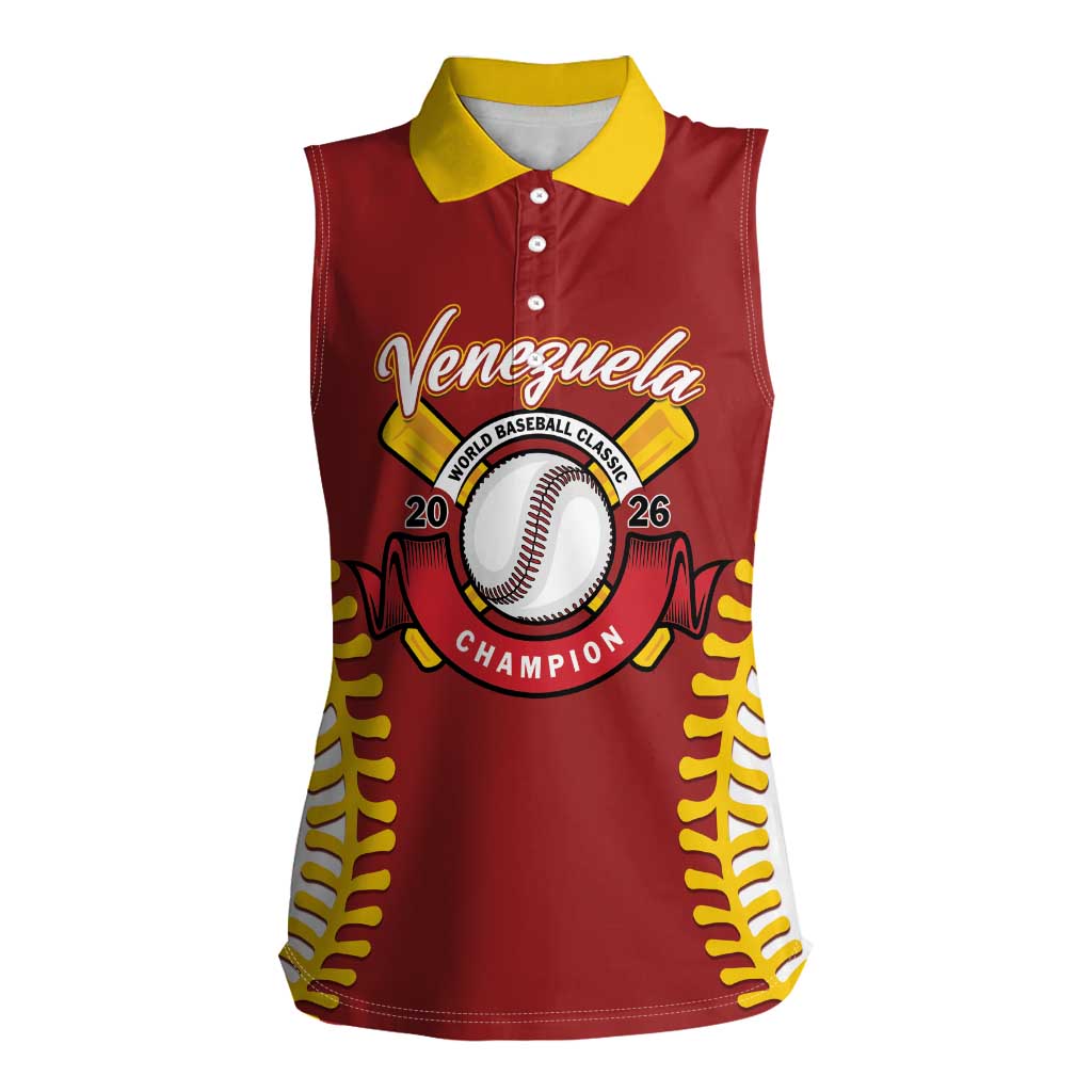 Custom Baseball 2026 Venezuela World Champion Women Sleeveless Polo Shirt Chamo Arepa Power