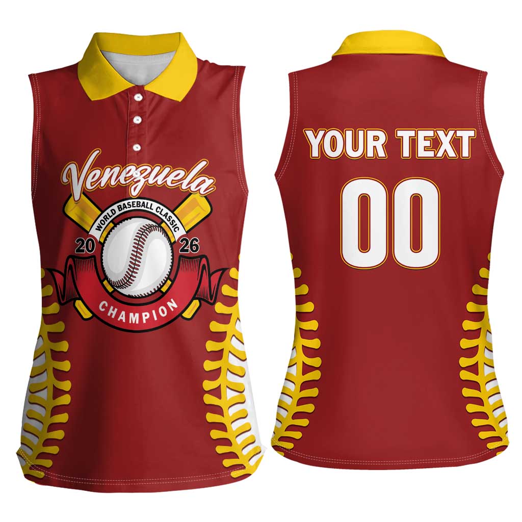 Custom Baseball 2026 Venezuela World Champion Women Sleeveless Polo Shirt Chamo Arepa Power