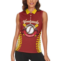 Custom Baseball 2026 Venezuela World Champion Women Sleeveless Polo Shirt Chamo Arepa Power