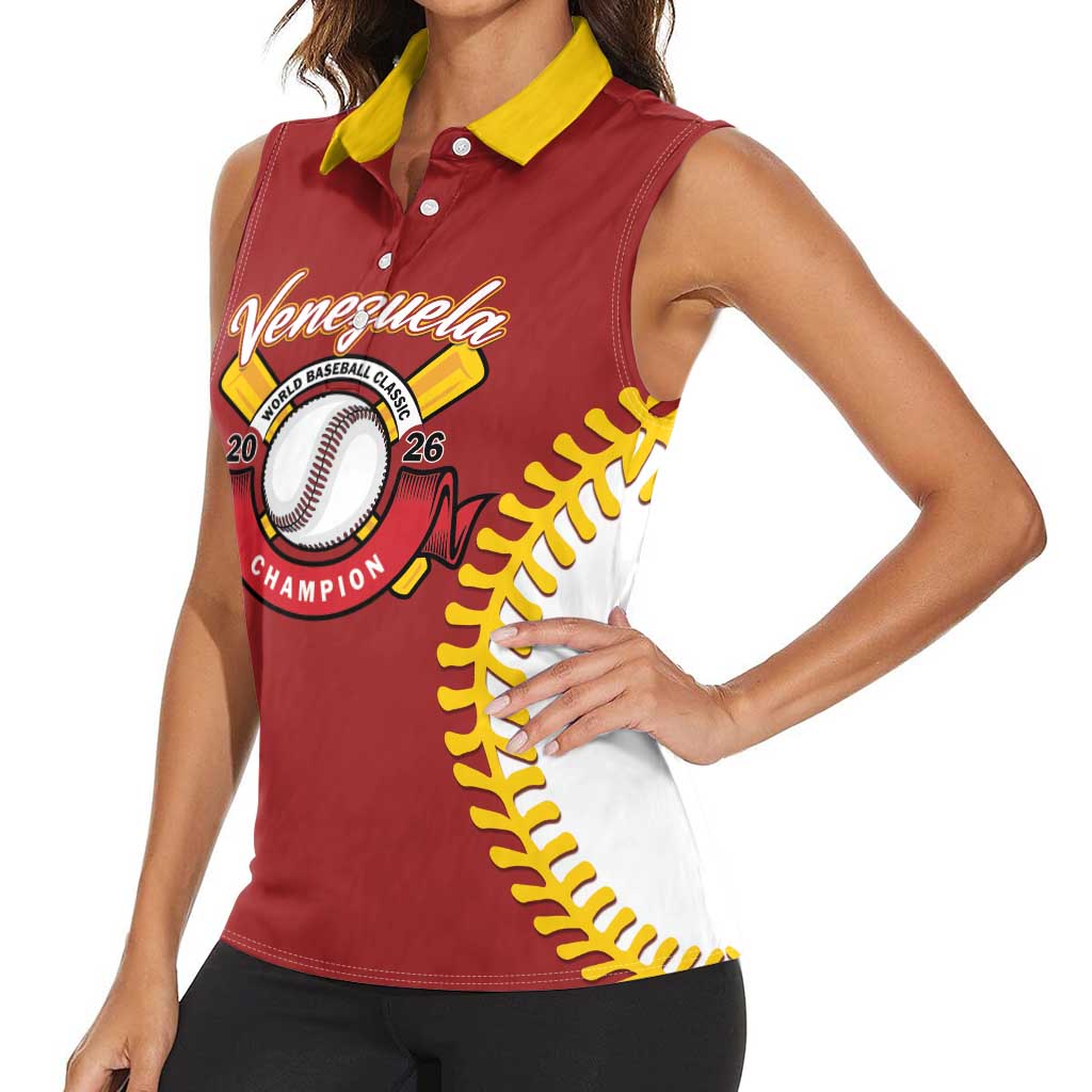 Custom Baseball 2026 Venezuela World Champion Women Sleeveless Polo Shirt Chamo Arepa Power