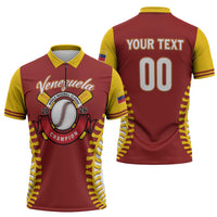 Custom Baseball 2026 Venezuela World Champion Zipper Polo Shirt Chamo Arepa Power