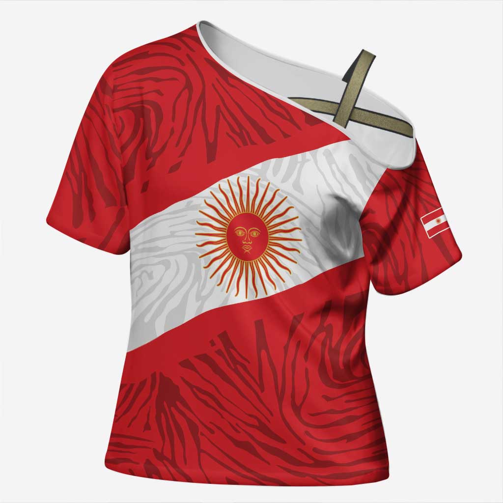 Personalized Peru Inti Cross Shoulder Shirt 1822 Flag Stylized