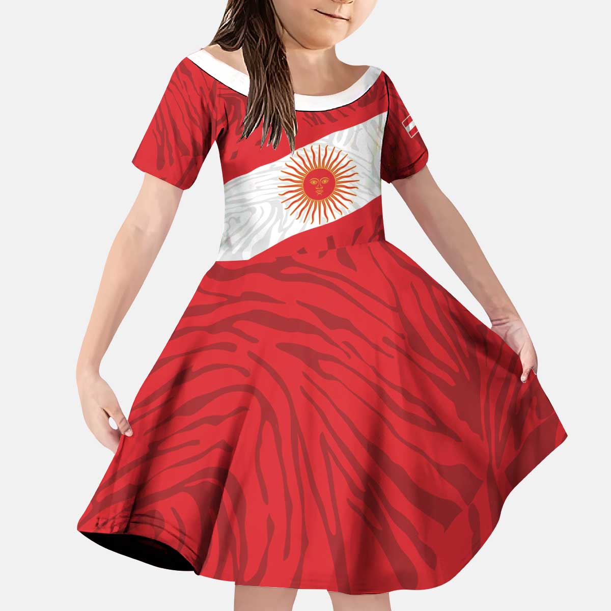 Personalized Peru Inti Kid Short Sleeve Dress 1822 Flag Stylized