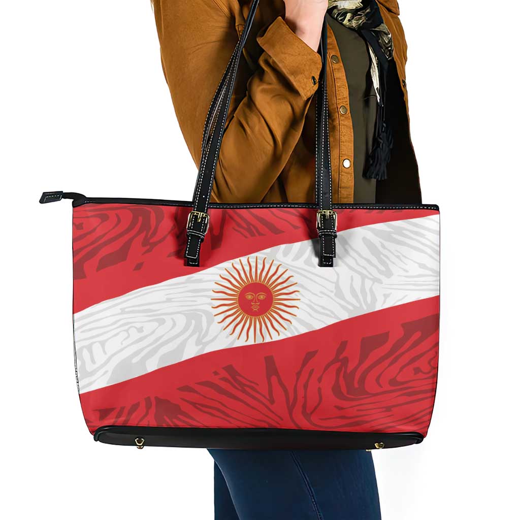 Peru Inti Leather Tote Bag 1822 Flag Stylized